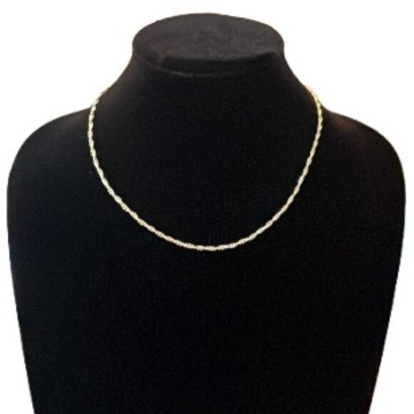 Sterling Silver & Gold Vermeil Twisted Chains Italy 925 Necklace 18" - LNC - Picture 2 of 8